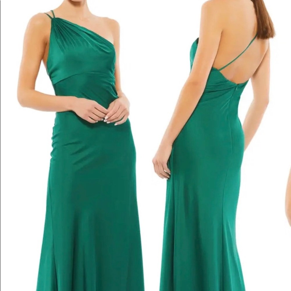 Mac Duggal One Shoulder Emerald Gown - Picture 1 of 2